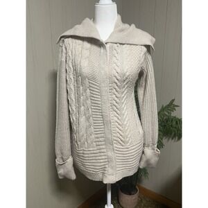 Simply Vera Vera Wang Long Sweater Womens M Cable Knit Front Pockets Cardigan